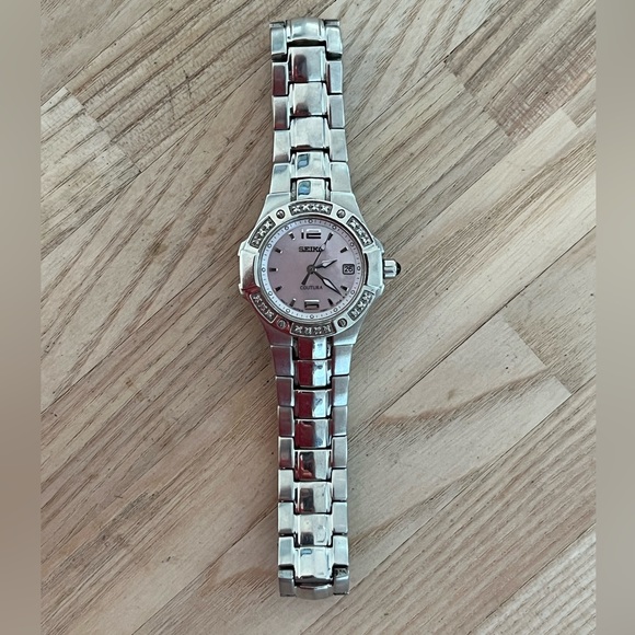 Seiko Coutura Ladies Watch Genuine Diamonds Pink Pearl Dial Stainless Bracelet main image 5